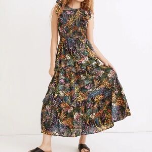 Banjanan Iris Smocked Midi Floral Dress Size Small